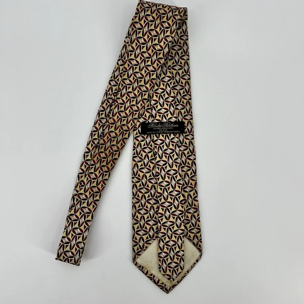 Brooks Brothers Men's Silk Woven Tie Beige Necktie **Read Description